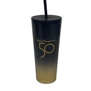 Disney StarBucks 50th Anniversary Black/Gold Cup Tumbler New